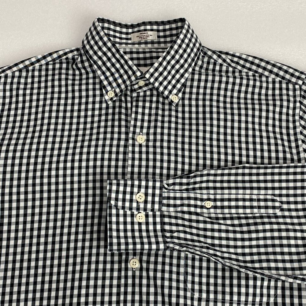 Peter Millar Crown Soft Black Check Shirt Men’s Medium Long Sleeve Button Down - Picture 6 of 14